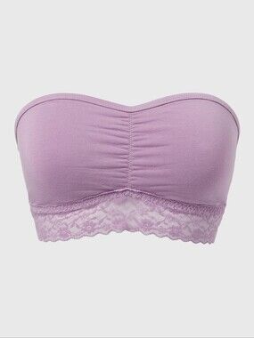 New With Tags Size Large Unlined Bandeau Bralette With Lace Trim